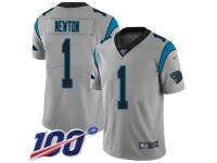 #1 Limited Cam Newton Silver Football Men's Jersey Carolina Panthers Inverted Legend Vapor Rush 100th Season