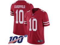 #10 Limited Jimmy Garoppolo Red Football Home Men's Jersey San Francisco 49ers Vapor Untouchable 100th Season