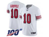 #10 Limited Jimmy Garoppolo White Football Men's Jersey San Francisco 49ers Rush Vapor Untouchable 100th Season