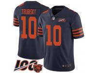 #10 Limited Mitchell Trubisky Navy Blue Football Men's Jersey Chicago Bears Rush Vapor Untouchable 100th Season