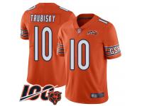 #10 Limited Mitchell Trubisky Orange Football Alternate Men's Jersey Chicago Bears 100th Season