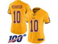 #10 Limited Paul Richardson Gold Football Women's Jersey Washington Redskins Rush Vapor Untouchable 100th Season