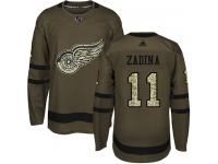 #11 Adidas Authentic Filip Zadina Youth Green NHL Jersey - Detroit Red Wings Salute to Service