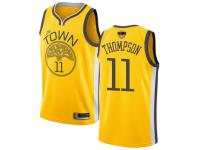 #11  Klay Thompson Yellow Basketball Men's Jersey Golden State Warriors Earned Edition 2019 Basketball Finals Bound