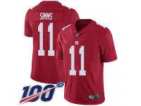#11 Limited Phil Simms Red Football Men's Jersey New York Giants Inverted Legend 100th Season