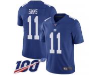 #11 Limited Phil Simms Royal Blue Football Home Men's Jersey New York Giants Vapor Untouchable 100th Season