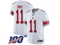 #11 Limited Phil Simms White Football Road Men's Jersey New York Giants Vapor Untouchable 100th Season