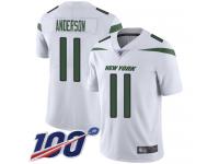 #11 Limited Robby Anderson White Football Road Men's Jersey New York Jets Vapor Untouchable 100th Season