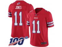 #11 Limited Zay Jones Red Football Men's Jersey Buffalo Bills Rush Vapor Untouchable 100th Season