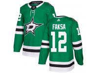 #12 Authentic Radek Faksa Green Adidas NHL Home Men's Jersey Dallas Stars