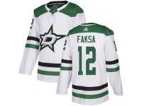 #12 Authentic Radek Faksa White Adidas NHL Away Men's Jersey Dallas Stars
