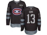 #13 Adidas Authentic Max Domi Men's Black NHL Jersey - Montreal Canadiens 1917-2017 100th Anniversary