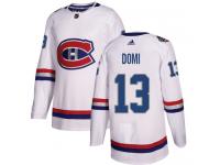 #13 Adidas Authentic Max Domi Men's White NHL Jersey - Montreal Canadiens 2017 100 Classic