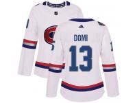 #13 Adidas Authentic Max Domi Women's White NHL Jersey - Montreal Canadiens 2017 100 Classic