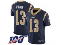 #13 Limited Kurt Warner Navy Blue Football Home Men's Jersey Los Angeles Rams Vapor Untouchable 100th Season