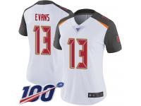 #13 Limited Mike Evans White Football Road Women's Jersey Tampa Bay Buccaneers Vapor Untouchable 100th Season