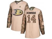#14 Adidas Authentic Adam Henrique Men's Camo NHL Jersey - Anaheim Ducks Veterans Day Practice