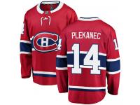 #14 Breakaway Tomas Plekanec Men's Red NHL Jersey - Home Montreal Canadiens