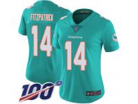 #14 Limited Ryan Fitzpatrick Aqua Green Football Home Women's Jersey Miami Dolphins Vapor Untouchable 100th Season