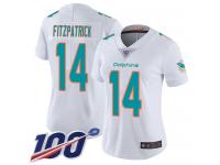 #14 Limited Ryan Fitzpatrick White Football Road Women's Jersey Miami Dolphins Vapor Untouchable 100th Season