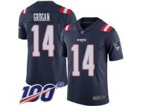 #14 Limited Steve Grogan Navy Blue Football Men's Jersey New England Patriots Rush Vapor Untouchable 100th Season
