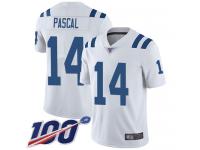 #14 Limited Zach Pascal White Football Road Men's Jersey Indianapolis Colts Vapor Untouchable 100th Season