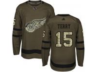 #15 Adidas Authentic Chris Terry Youth Green NHL Jersey - Detroit Red Wings Salute to Service