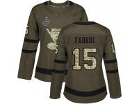#15 Authentic Robby Fabbri Green Hockey Women's Jersey St. Louis Blues Salute to Service 2019 Stanley Cup Final Bound