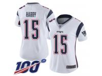 #15 Limited N'Keal Harry White Football Road Women's Jersey New England Patriots Vapor Untouchable 100th Season