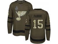 #15 Robby Fabbri Green Hockey Youth Jersey St. Louis Blues Salute to Service 2019 Stanley Cup Final Bound