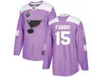 #15 Robby Fabbri Purple Hockey Men's Jersey St. Louis Blues Fights Cancer Practice 2019 Stanley Cup Final Bound