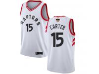 #15  Vince Carter White Basketball Men's Jersey Toronto Raptors Association Edition 2019 Basketball Finals Bound