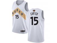 #15  Vince Carter White Basketball Men's Jersey Toronto Raptors City Edition 2019 Basketball Finals Bound