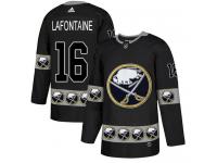 #16 Adidas Authentic Pat Lafontaine Men's Black NHL Jersey - Buffalo Sabres Team Logo Fashion