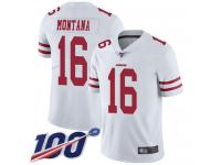 #16 Limited Joe Montana White Football Road Men's Jersey San Francisco 49ers Vapor Untouchable 100th Season
