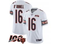 #16 Limited Pat O'Donnell White Football Road Men's Jersey Chicago Bears Vapor Untouchable 100th Season