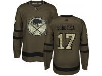 #17 Adidas Authentic Vladimir Sobotka Men's Green NHL Jersey - Buffalo Sabres Salute to Service