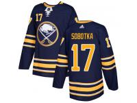 #17 Adidas Authentic Vladimir Sobotka Men's Navy Blue NHL Jersey - Home Buffalo Sabres