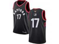 #17  Jeremy Lin Black Basketball Men's Jersey Toronto Raptors Statement Edition 2019 Basketball Finals Bound