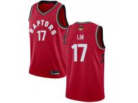 #17  Jeremy Lin Red Basketball Men's Jersey Toronto Raptors Icon Edition 2019 Basketball Finals Bound