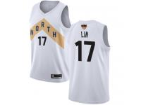 #17  Jeremy Lin White Basketball Men's Jersey Toronto Raptors City Edition 2019 Basketball Finals Bound