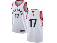 #17  Jeremy Lin White Basketball Women's Jersey Toronto Raptors Association Edition 2019 Basketball Finals Bound