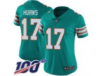 #17 Limited Allen Hurns Aqua Green Football Alternate Women's Jersey Miami Dolphins Vapor Untouchable 100th Season