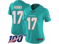 #17 Limited Allen Hurns Aqua Green Football Home Women's Jersey Miami Dolphins Vapor Untouchable 100th Season