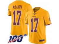 #17 Limited Terry McLaurin Gold Football Men's Jersey Washington Redskins Rush Vapor Untouchable 100th Season