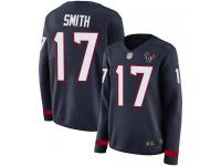 #17 Limited Vyncint Smith Navy Blue Football Women's Jersey Houston Texans Therma Long Sleeve
