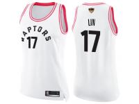 #17 Swingman Jeremy Lin White Pink Basketball Women's Jersey Toronto Raptors Fashion 2019 Basketball Finals Bound