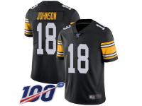 #18 Limited Diontae Johnson Black Football Alternate Men's Jersey Pittsburgh Steelers Vapor Untouchable 100th Season