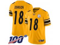 #18 Limited Diontae Johnson Gold Football Men's Jersey Pittsburgh Steelers Inverted Legend 100th Season