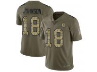 #18 Limited Diontae Johnson Olive Camo Football Men's Jersey Pittsburgh Steelers 2017 Salute to Service